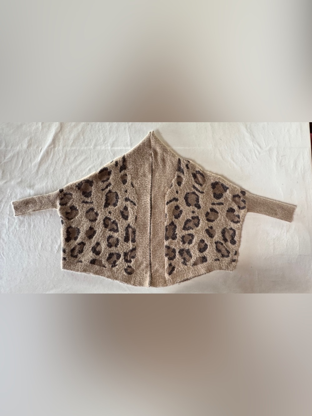 Pink Lily Leopard Open Front Cardigan Dolman Sleeves Relaxed Fit Soft & Cozy (S) - Picture 7 of 16